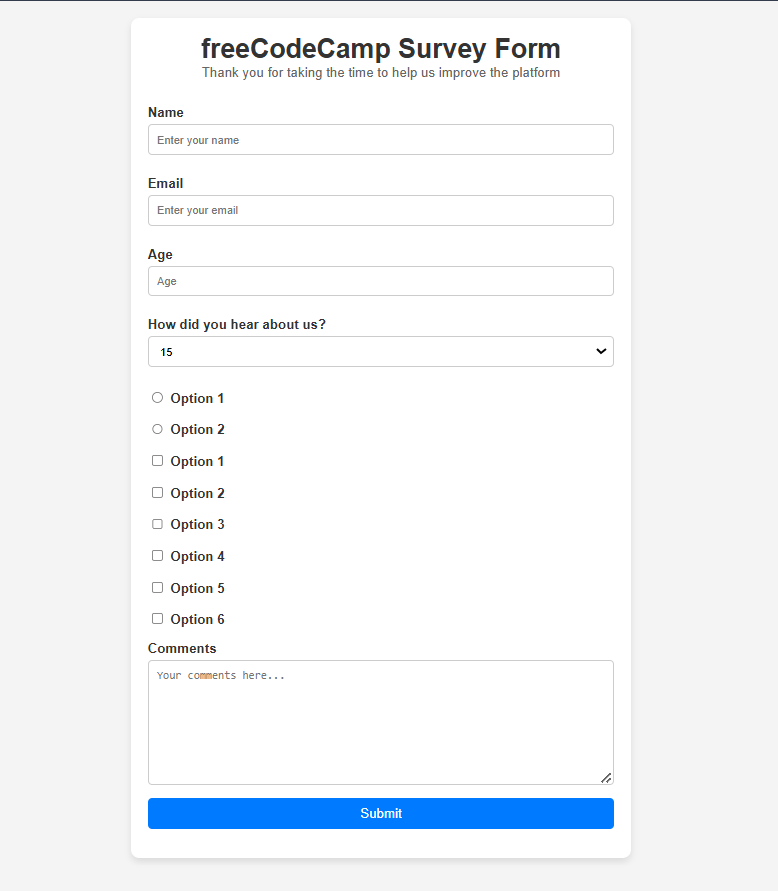 Survey Form | Debashis's Portfolio